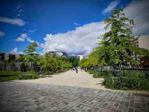 Looking along the path in Parc Clichy-Batignolles – Martin Luther King