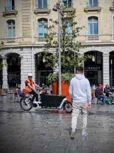 Person riding a cargo bike