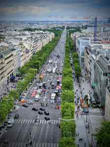 Looking south east from the Arc de Triomphe, along Avenue des Champs-Élysées, Musée du Louvre in the distance