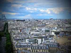 Looking north east from the Arc de Triomphe, Tribunal de Paris in the distance