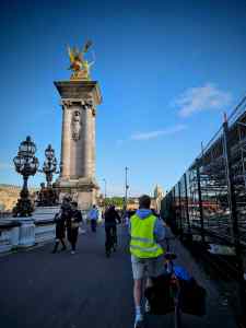 Walking across Pont Alexandre III
