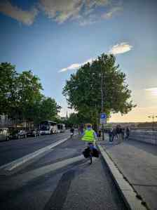 Kerb-protected bidirectional cycle lane on Quai d'Orsay