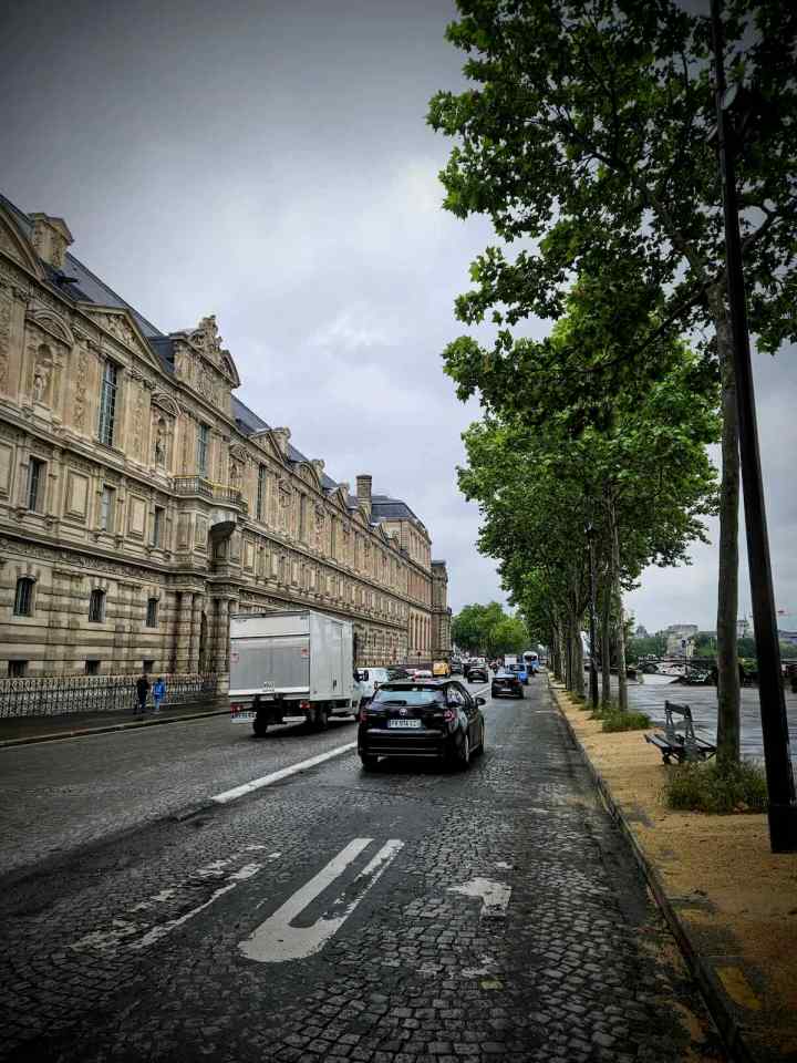 Mixing with some crazy taxis in the bus lane on Quai François Mitterrand