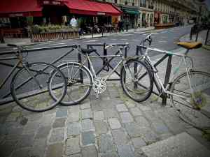 Parked vintage bikes