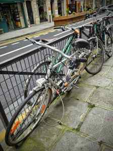 Parked vintage bikes