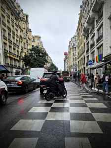 In the bus lane on Rue Beaubourg