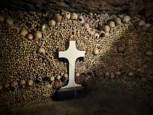 Skulls and bones in the Paris Catacombs