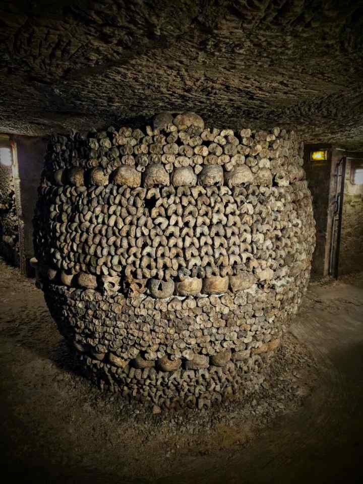 Skulls and bones in the Paris Catacombs