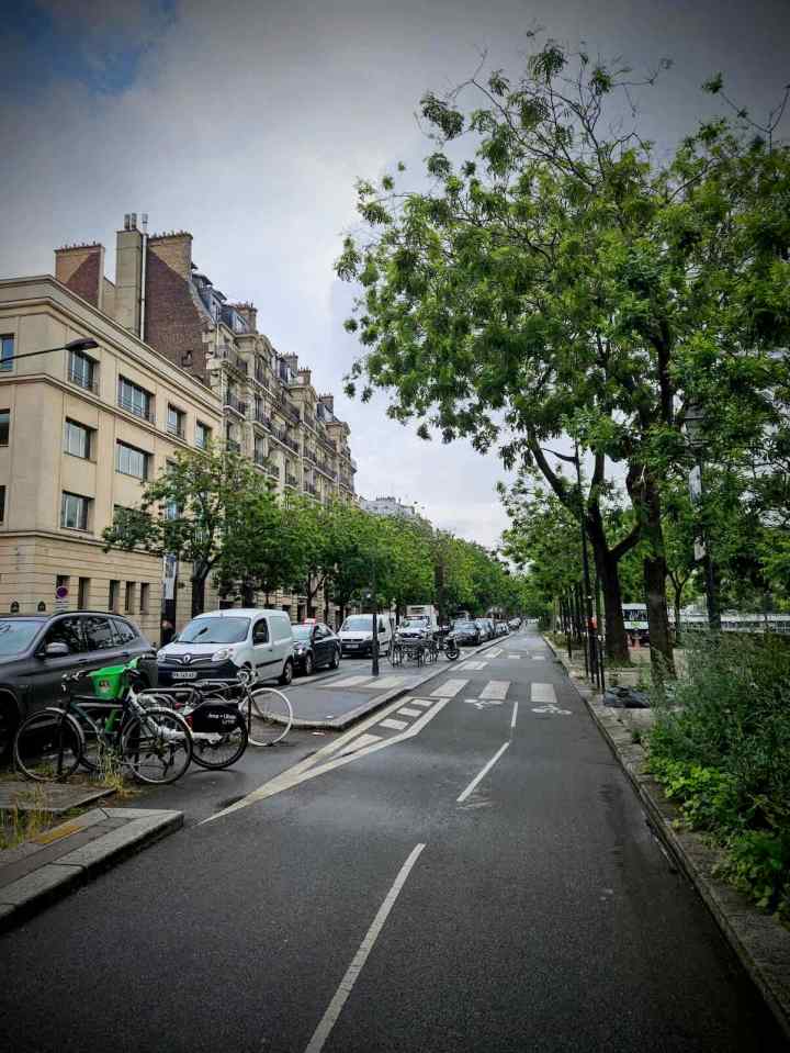 Bidirectional cycle lane on Boulevard Bourdon