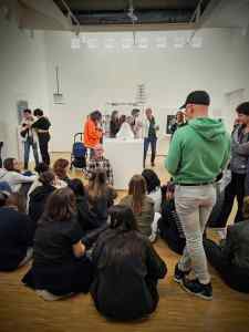 Group of people in one of the galleries at Centre Pompidou