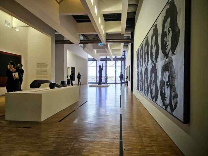 One of the galleries at Centre Pompidou, Ten Lizes by Andy Warhol on the right