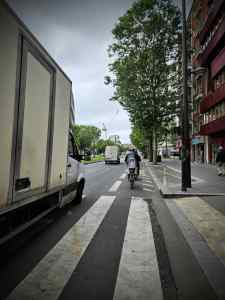 Painted lane on Boulevard Bessières