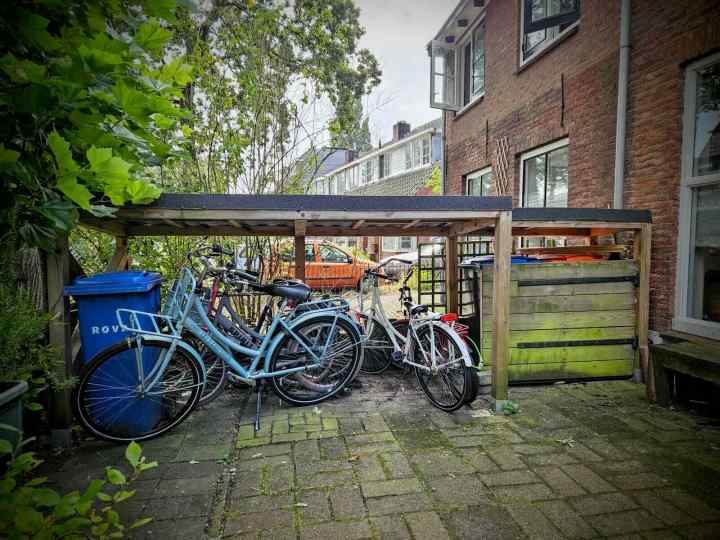 Bikes outside our Airbnb home
