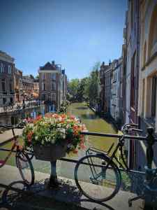 View along the Oudegracht (Old Canal) from Maartensbrug