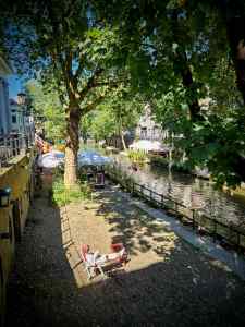 Looking down at the Oudegracht (Old Canal)