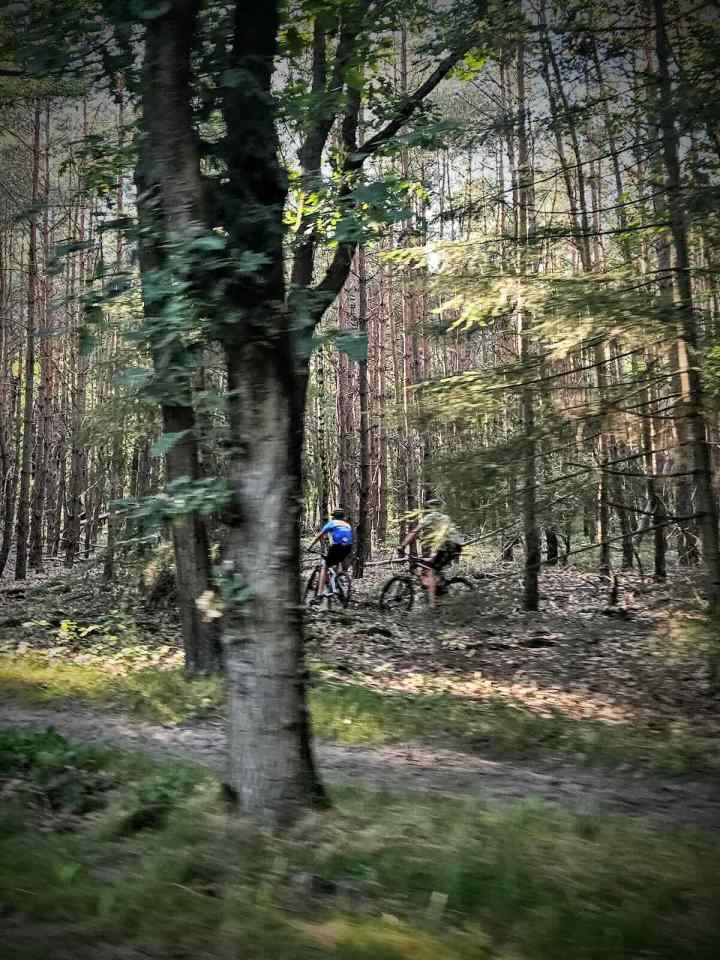 Mountain bikers in the trails next to Monnikenboschweg