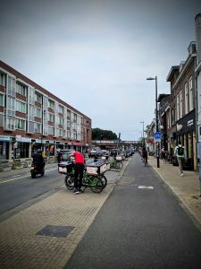 Looking along the cycle path on Amsterdamsestraatweg