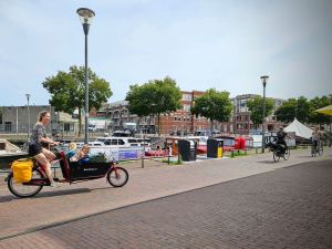 Cycling along the river path
