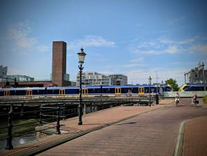 Train passing over the river