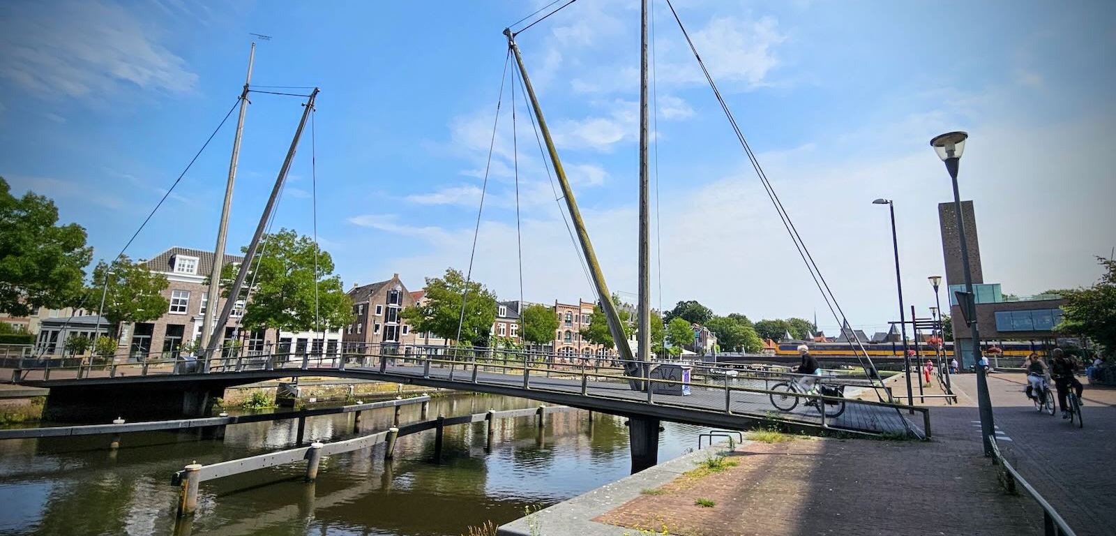 Walking and cycling bridge over the river