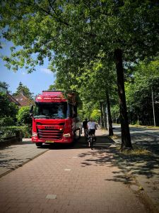Lorry on the cycle path