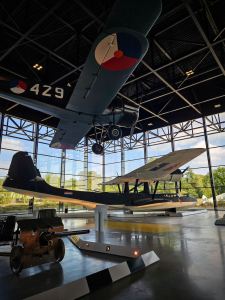 Military vehicles in the hangar