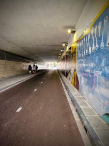 Underpass on Rijnsburgerweg under the railway tracks to Leiden Centraal