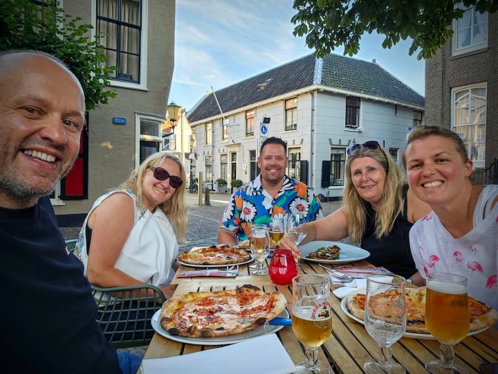 Eating pizza at Restaurant Barolo