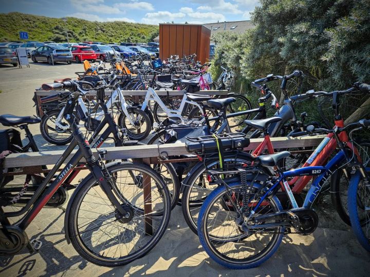 Bikes parked at the beach