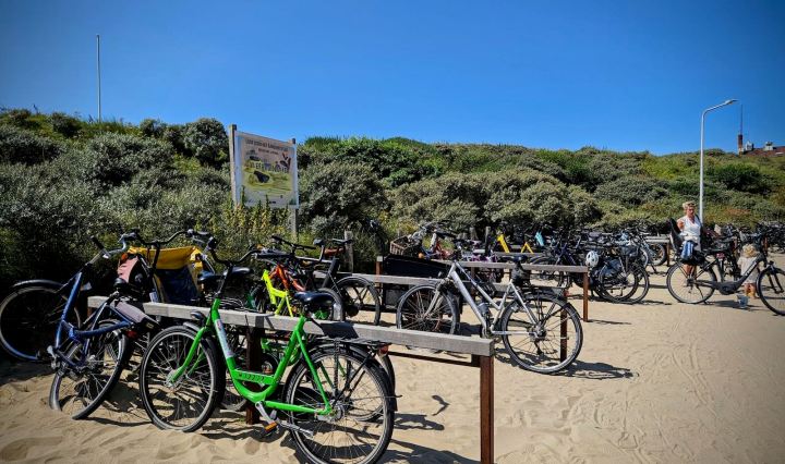 Bikes parked at the beach