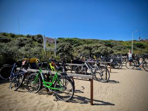 Bikes parked at the beach