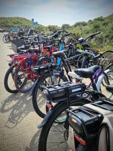 Bikes parked at the beach