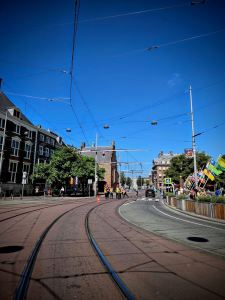 On the tram tracks on Buitenhof