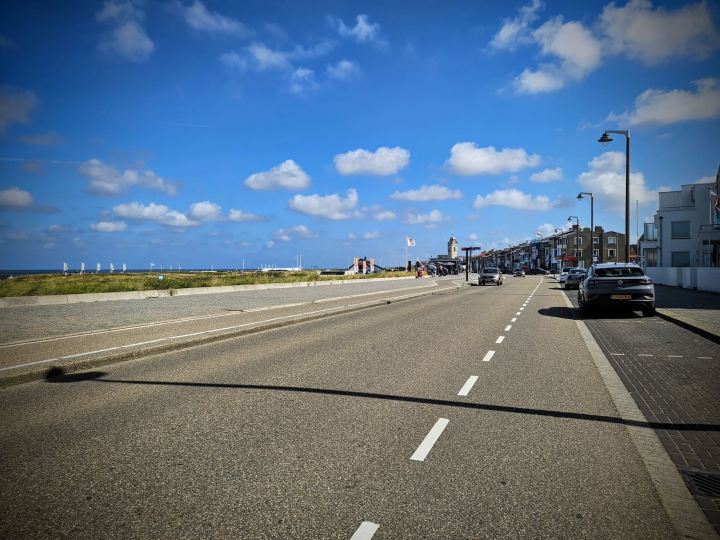 In the cycle lane on Boulevard