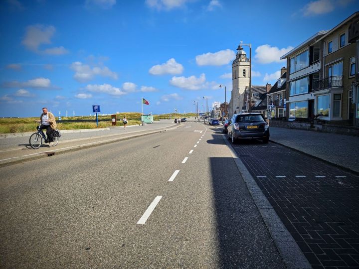 In the cycle lane on Boulevard