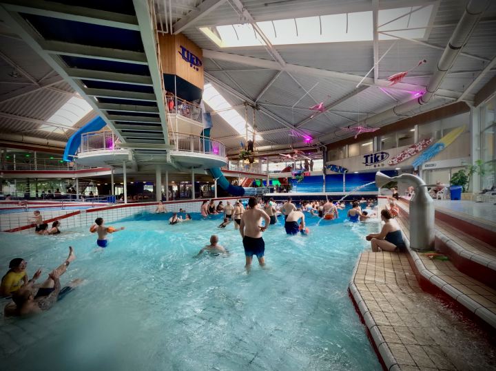 In the wave pool in the Tiki Bad