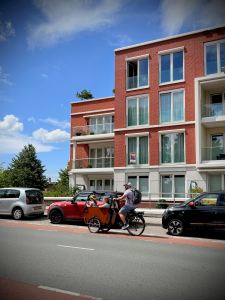 Kids in a bakfiets on Johan de Wittstraat