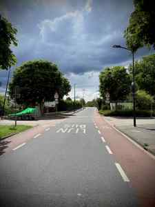 Approaching a bus and cycling bridge across the Rijn, Stevensbrug