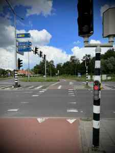 At the lights to cross N14 Noordelijke Randweg