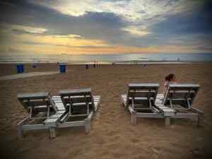 Looking out to sea, from the sun loungers