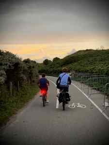 Heading off from the beach, cycle parking on the right