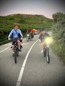 Heading off from the beach, cycle parking on the left