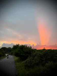 Amazing sunset over the dune path