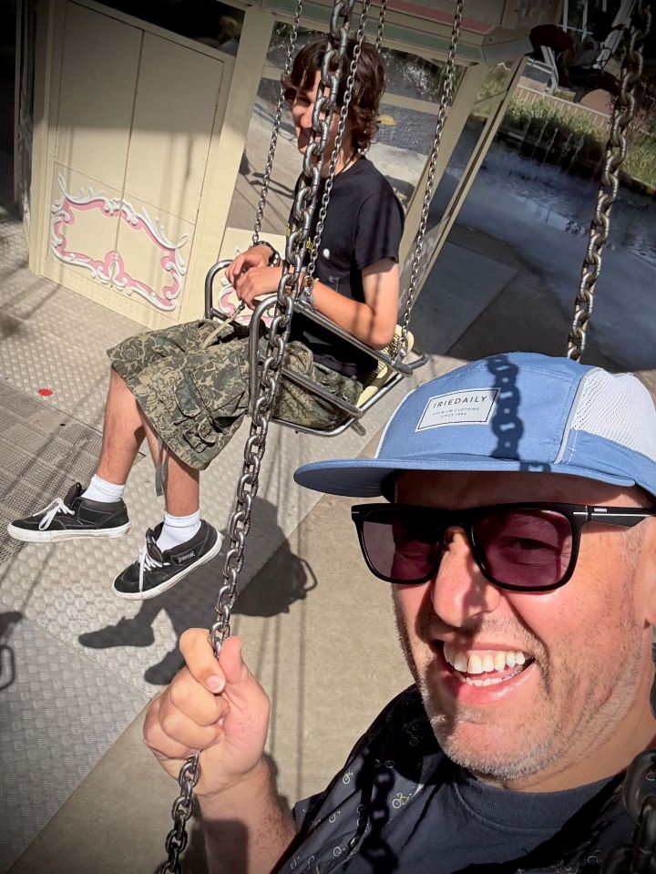 On the Aqua Swing ride at Duinrell