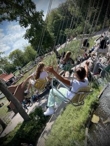 On the Aqua Swing ride at Duinrell