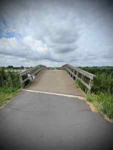 Crossing a bridge on Meerpolder