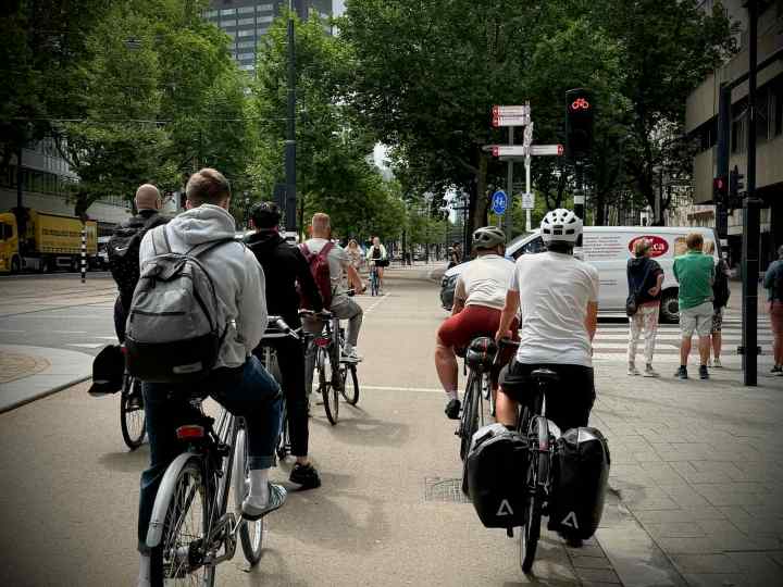 Waiting at the lights on Coolsingel