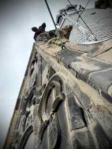 Looking up to the top of the tower