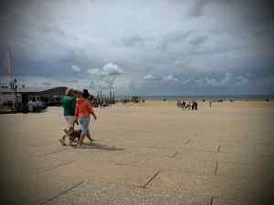 Looking down the beach