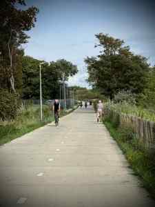 Concrete cycle path coming out of katwijk aan Zee